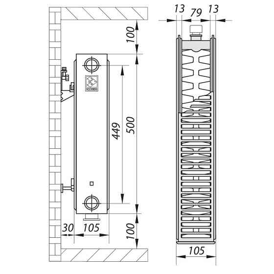 Сталевий радіатор 22х500х1800.B Koer    ( RAD095 ) 34601 Харків