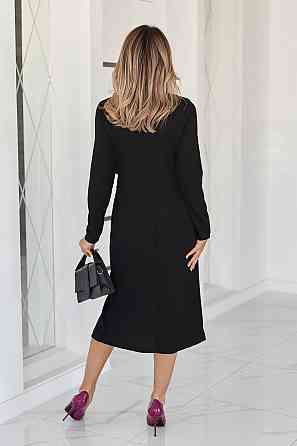 Приталене мідіплаття з воланом "Aiza" Норма та батал Чорний, 54-56 Київ