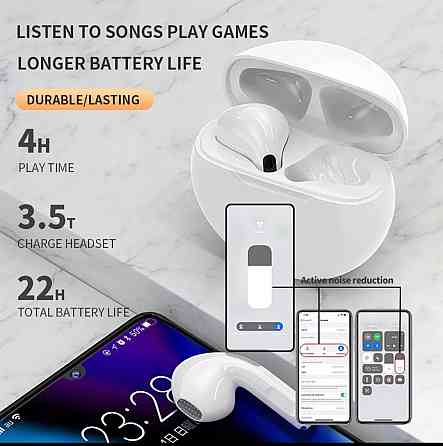 Навушники безпроводні TWS Pro6 (по типу Airpods) Bluetooth 5.0 + EDR (УЦІНКА) Київ