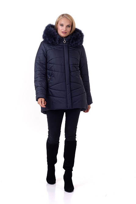 Модна синя куртка з хутром Київ - фото 4