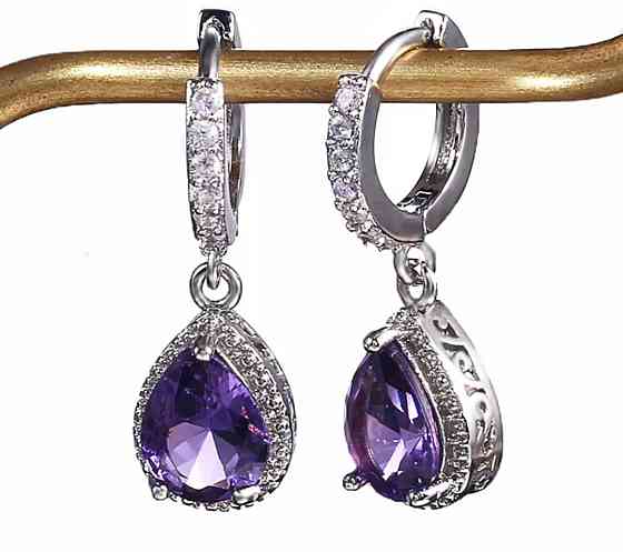 Сережки з фіолетовим камінням Сміла
