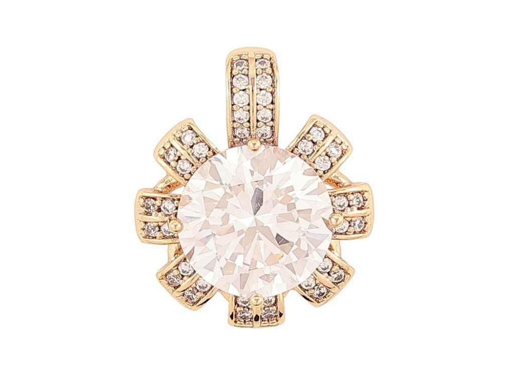 Кулон Позолота 18K «Квіточка з фіанітом та інкрустацією цирконієм» для ланцюжка до 5мм (262297) ТМ XUPING Київ - фото 1