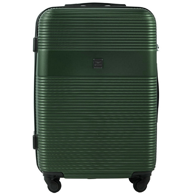 Валіза пластикова Wings 5398 середня 65 см темно-зелена Київ - фото 2