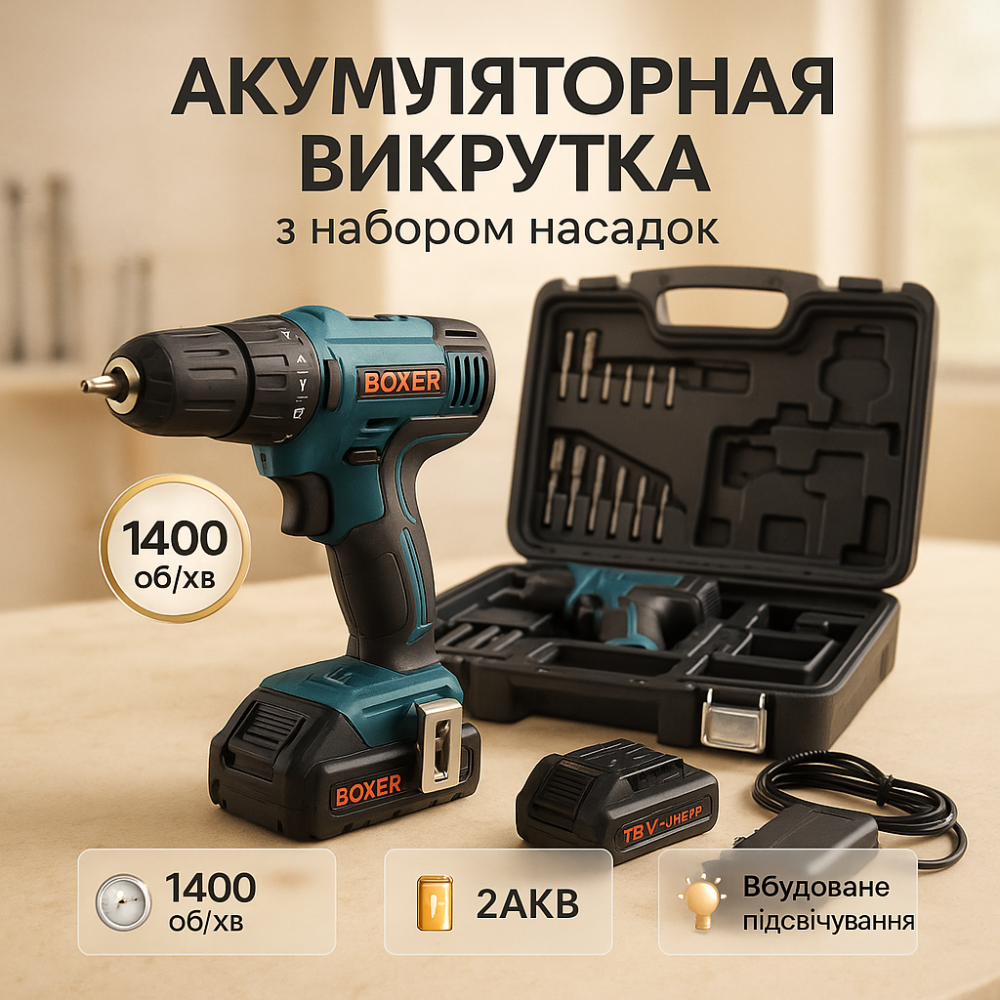 Аккумуляторный шуруповерт с насадками в кейсе, Шуруповерт для дома с кейсом, Надежный дрель-шуруповерт ER-35 Львов - изображение 12