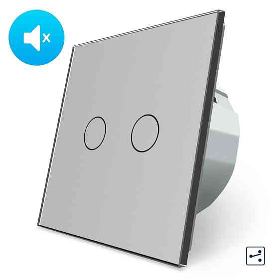 LIVOLO Безшумний сенсорний прохідний/перехресний вимикач 2 сенсори Livolo сірий скло (VL-C702SQ Коломия