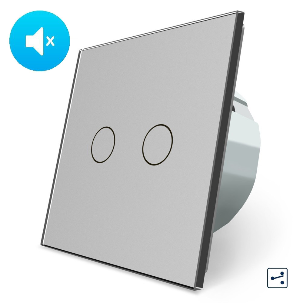 LIVOLO Безшумний сенсорний прохідний/перехресний вимикач 2 сенсори Livolo сірий скло (VL-C702SQ Коломия - фото 6