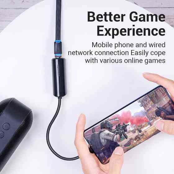 Перехідник USB 3.1 Type-C --> Ethernet RJ45 100Mb Vention чорний Вінниця