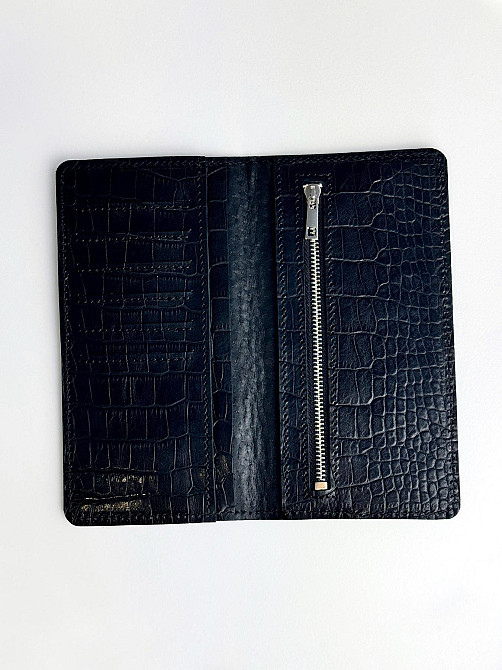 Мужской кожаный портмоне с тиснением под крокодила SR019 (Черный) Сумы - изображение 5