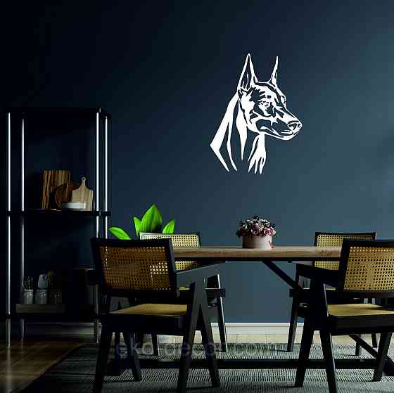 Декоративне настінне Панно «Доберман», Декор на стіну 110*83 см, Білий Київ