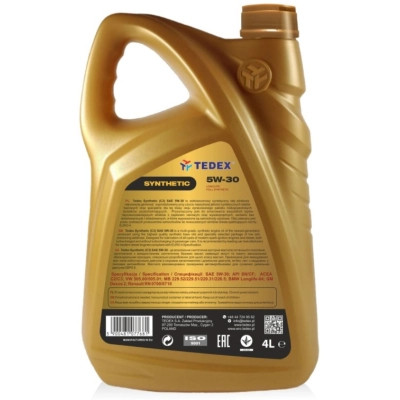 Моторна олива TEDEX SYNTHETIC SN/SM/CF 5W30 - 4л Вінниця - фото 2