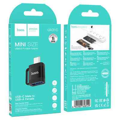 Адаптер HOCO UA31C Type-C male to USB female OTG adapter Black (6942007628129) Київ