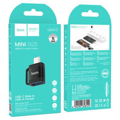 Адаптер HOCO UA31C Type-C male to USB female OTG adapter Black (6942007628129) Київ - фото 5