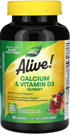 Кальцій і вітамін D3 Natures Way Calcium + D3 Gummy 60 жов таб Київ
