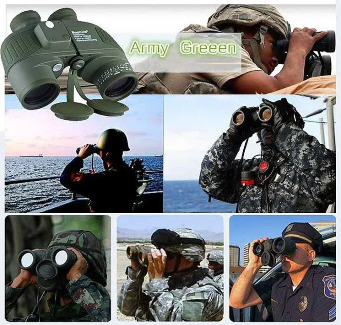 Мощный морской бинокль Boshile HD 10х50 с компасом (Зеленый) Винница - изображение 8