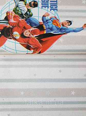 Шпалери вінілові на флізеліні AdaWall Ada Kids метрові дитячі смуги зірки коричневі білі Київ