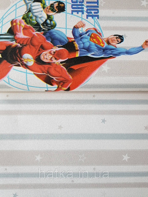 Шпалери вінілові на флізеліні AdaWall Ada Kids метрові дитячі смуги зірки коричневі білі Київ - фото 2