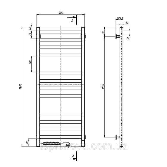 Полотенцесушитель Авангард 480х1200 Sensor левый с таймером, белый Черновцы