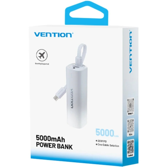 УМБ Vention 5000mAh 20W PD, USB-C In/Out, Lightning In/Out, with cable, Gradient Gray Вінниця - фото 2