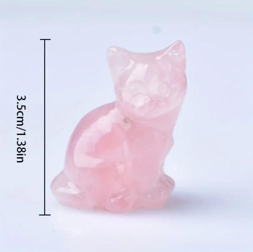 Фигурка кота из натурального камня розового кварца 35 мм, фигурка из розового кварца, кот талисман. Киев - изображение 2