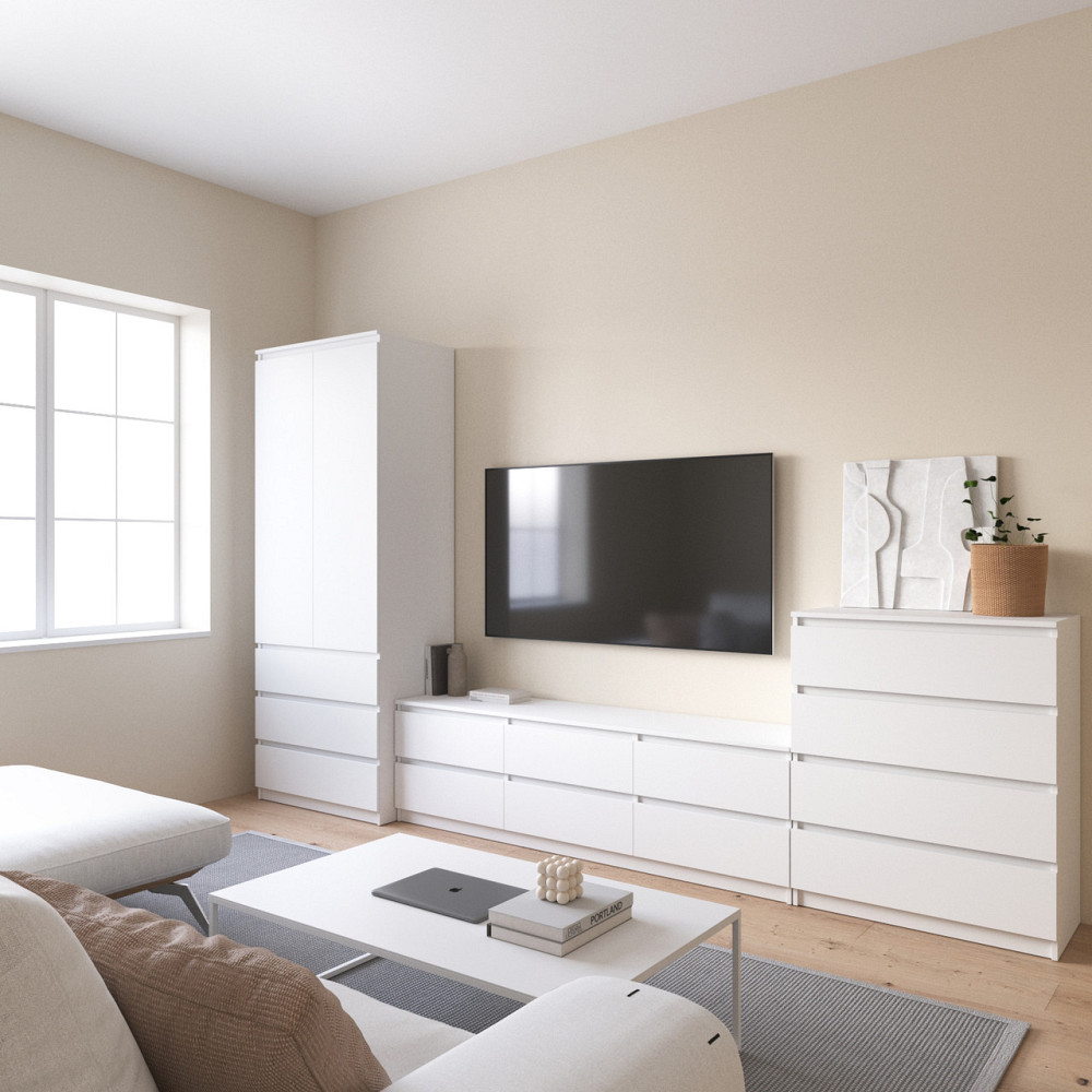 Комплект мебели в гостиную VAYS, шкаф R-9 тумба R-12 комод R-4 Белый Львов - изображение 1