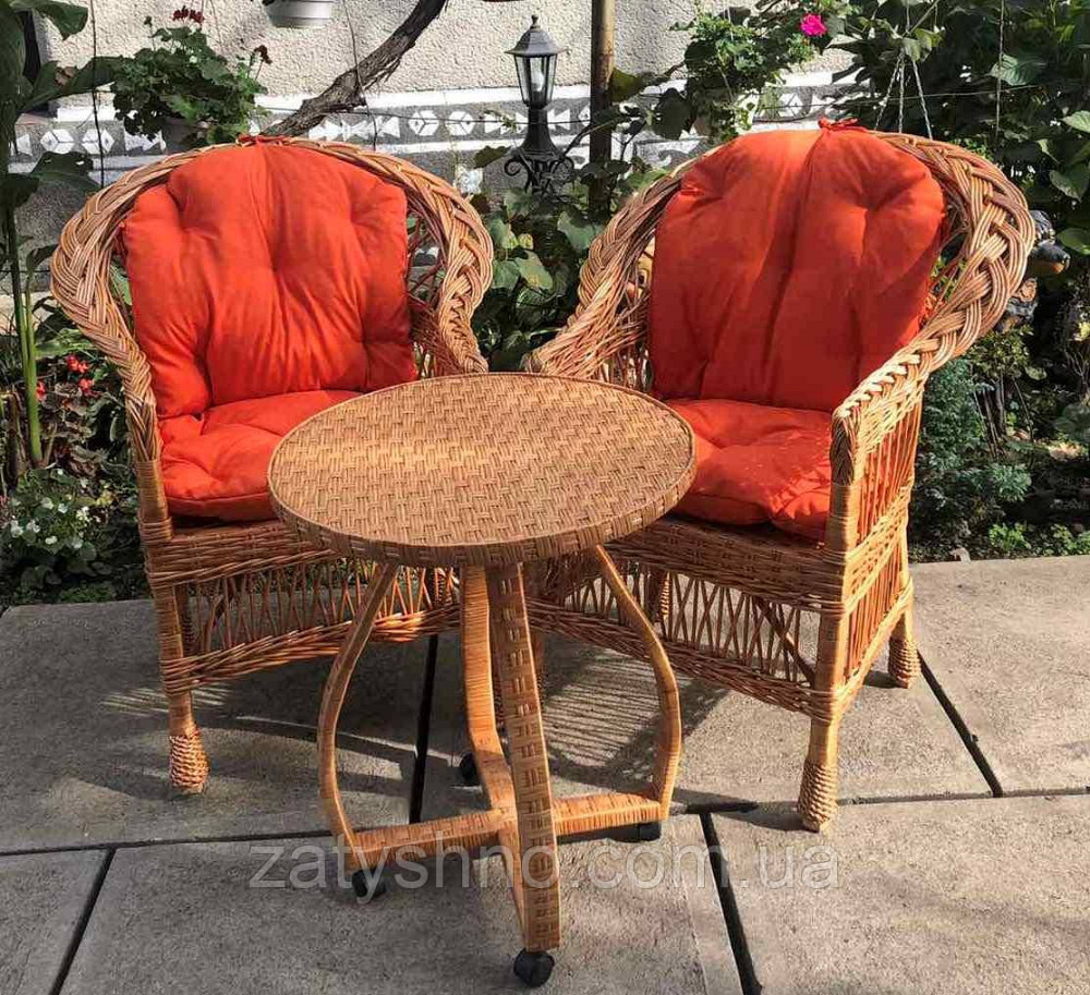 Плетеная мебель с круглым столом  |Мебель из лозы  с накидками |мебель из лозы с подушками Киев - изображение 1
