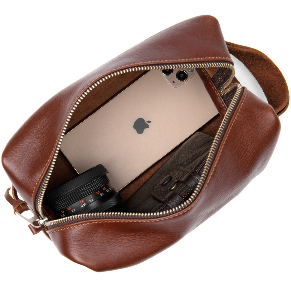 Кожаная мужская косметичка GRANDE PELLE 11418 Коричневый Киев - изображение 5