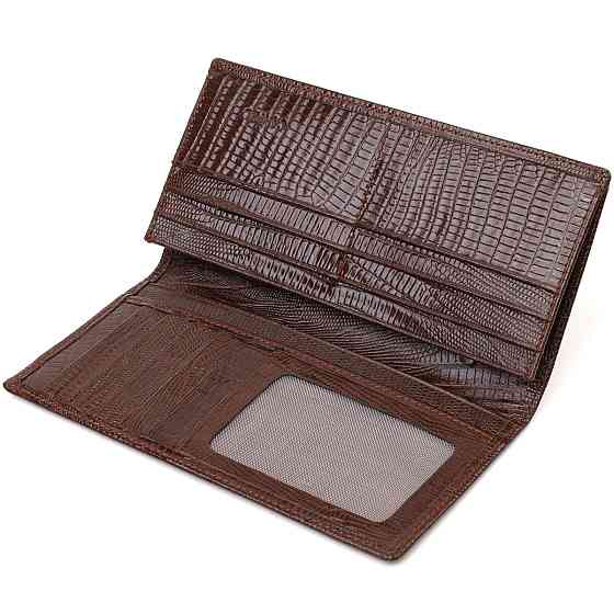 Фактурный мужской вертикальный бумажник без застежки из натуральной кожи с тиснением CANPELLINI 21903 Коричневый Киев