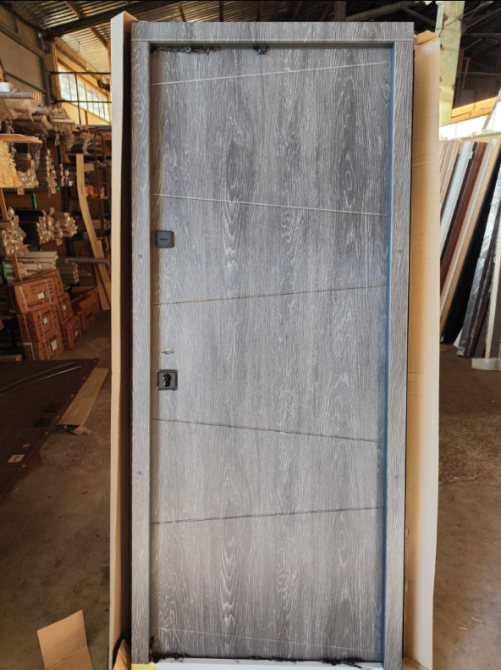 Двері вхідні Артіз ПРЕСТЯЖ Діагональ нова RAL 1450 з чорним молдингом / Дуб шале графіт 960х2050 мм Київ - фото 3