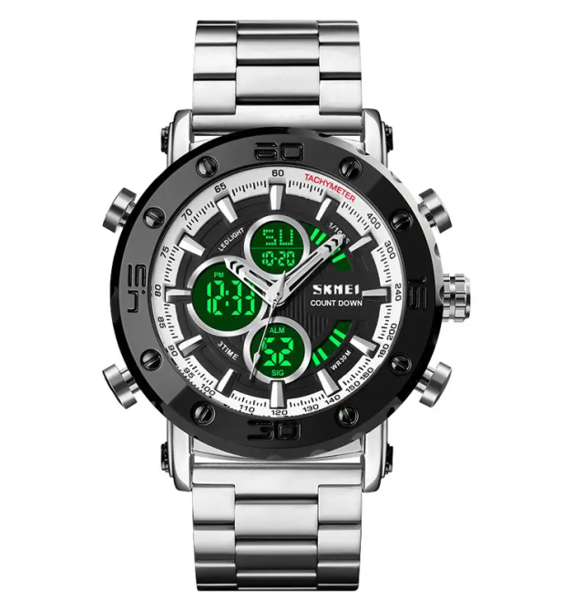 Мужские часы Skmei 1636 с браслетом Серебристый с черным Винница - изображение 3