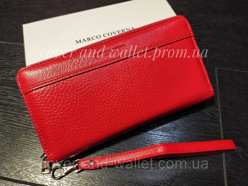 Червоний шкіряний жіночий гаманець на блискавці Marco Coverna Київ - фото 3