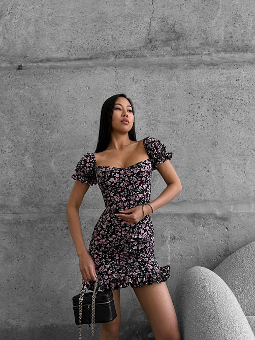 Женское легкое романтичное мини платье в цветочный принт софт Одесса - изображение 3