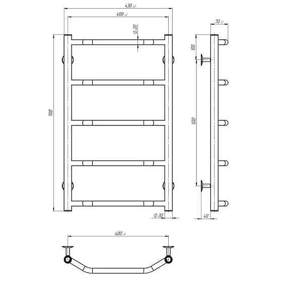 Рушникосушарка UNIO LT EU 700-400-5 Драбинка Трапеція електро (000023795) Київ