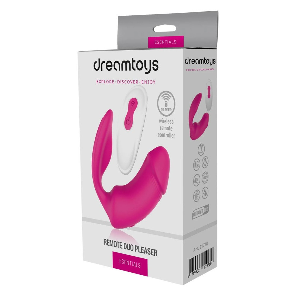 Вагінально-кліторальний вібратор Dream Toys Essentials з пультом, рожевий, 9 × 3 см Sex Aura Київ - фото 2