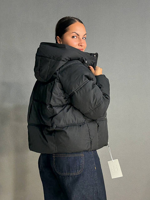 Куртка женская Haiziyuan 8589 средняя длина с капюшоном черная, черный, L Киев - изображение 13