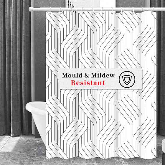 Шторка для ванны из полиэстера водонепроницаемая Bathlux 180x180 см с кольцами, занавеска для ванной комнаты Каменец-Подольский