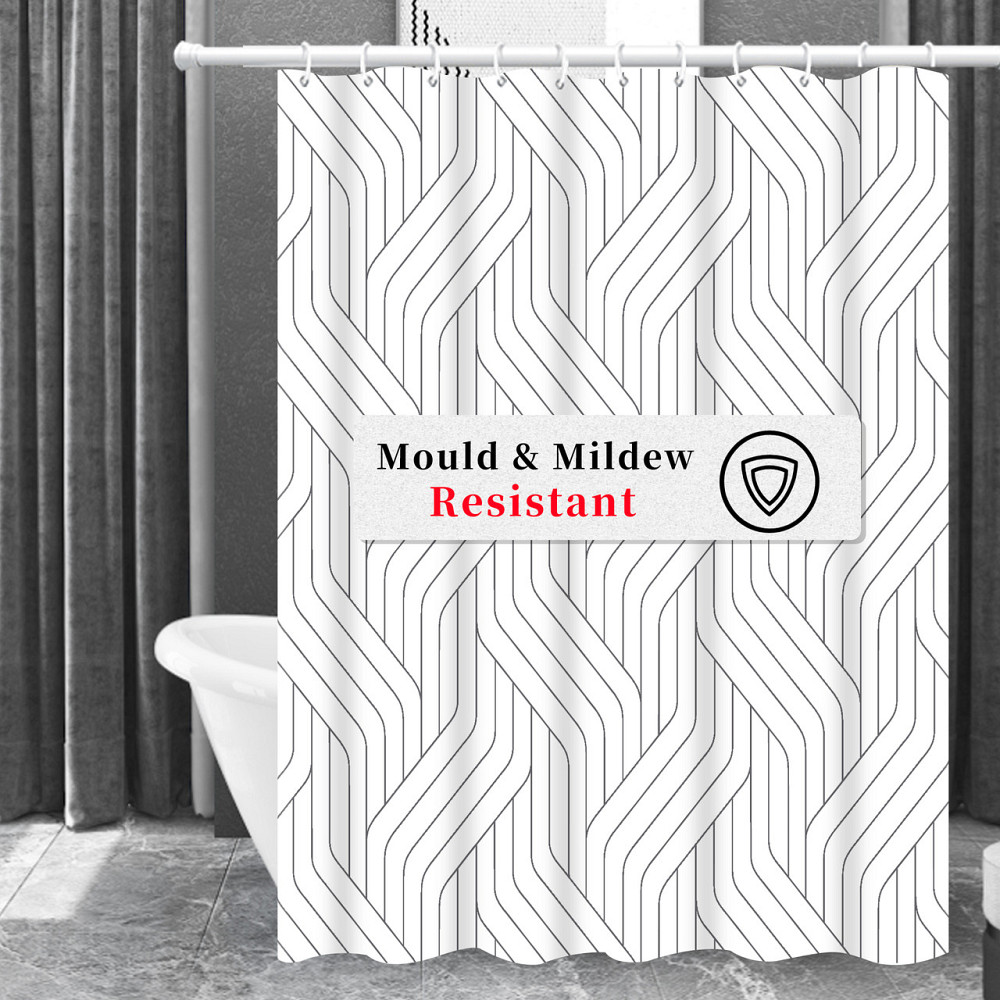 Шторка для ванны из полиэстера водонепроницаемая Bathlux 180x180 см с кольцами, занавеска для ванной комнаты Каменец-Подольский - изображение 2