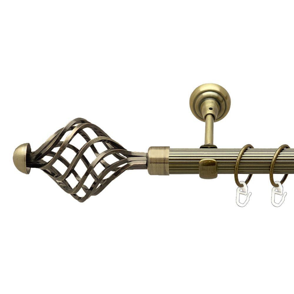 Карниз Orvit Арезо металевий однорядний відкритий рифлена труба кільце металеве Антик 25 мм 160 см Львов - изображение 1