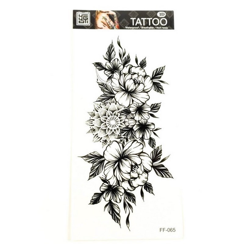 Временное тату «Цветы» FF-065 размер 19 х 9 см Винница - изображение 1