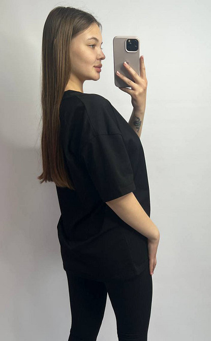Футболка базовая оверсайз Черный 3XL/4XL Харьков - изображение 3
