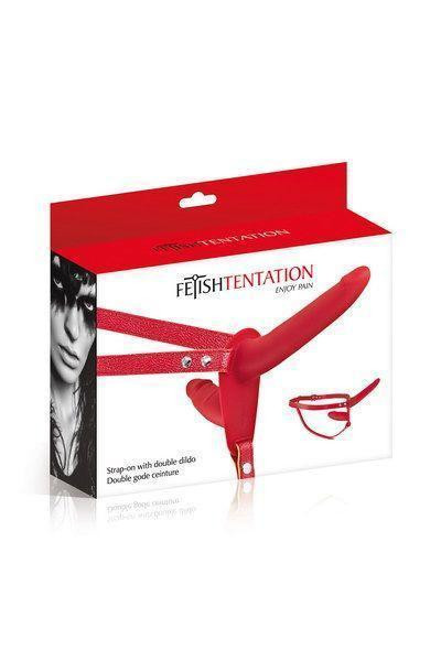 Двойной страпон Fetish Tentation Strap-On with Double Dildo Red Sex Aura Киев - изображение 3