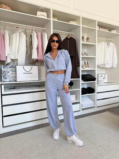 Женский прогулочный костюм двойка: зип худи и штаны двунитка Меланж, 46/48 Одесса - изображение 5