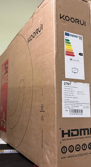Монитор 27 дюймов KOORUl 27N1 / Full HD (1920x1080 IPS ) Новый! Киев - изображение 1