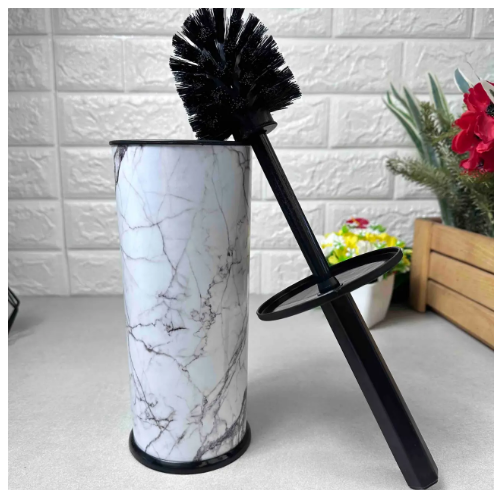 Йоржик для унітазу високий з малюнком білий мармур OZER-D-018 Decor ELIF Житомир