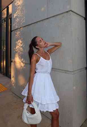 Женское стильное романтичное летнее платье лен батист Белый, 42/46 Одесса