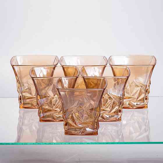 Yiwu Набір для напоїв графин та 6 склянок для напоїв із товстого скла коричневий 64486-25 Киев