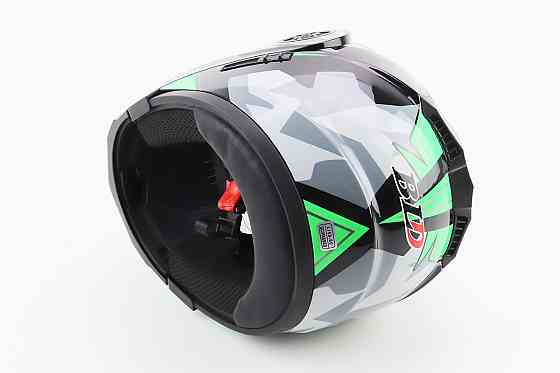 Шолом модуляр, закритий з відкидним підборіддям+відкидні окуляри BLD-159 L (59-60см), ЧОРНО-ЗЕЛЕНИЙ Киев