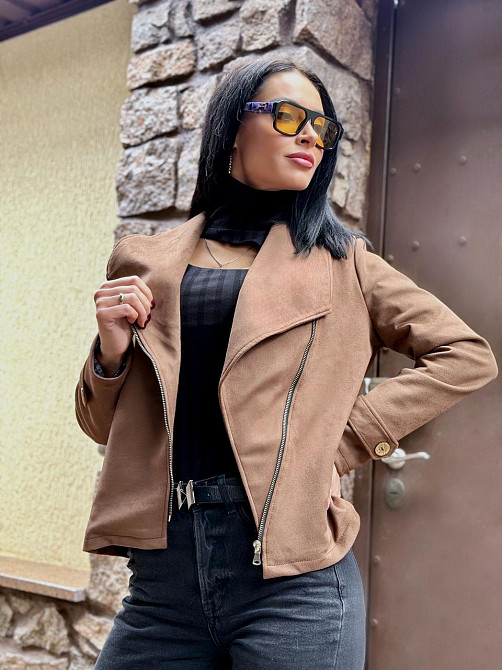 Замшевая куртка-жакет Nessa батал 50-52, Мокко Киев - изображение 1