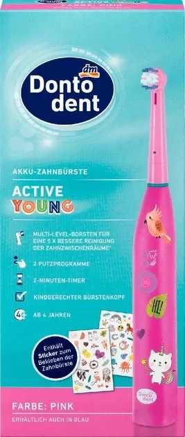 Електрична зубна щітка DontoDent Pink + комплект наклейок +1 насадка в комплекті Львів - фото 1