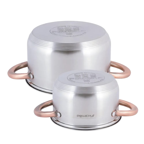 Набір каструль 4 предмети (каструлі 1,5/3л) нержавіюча сталь порожнисті ручки 4935 KAMILLE Житомир