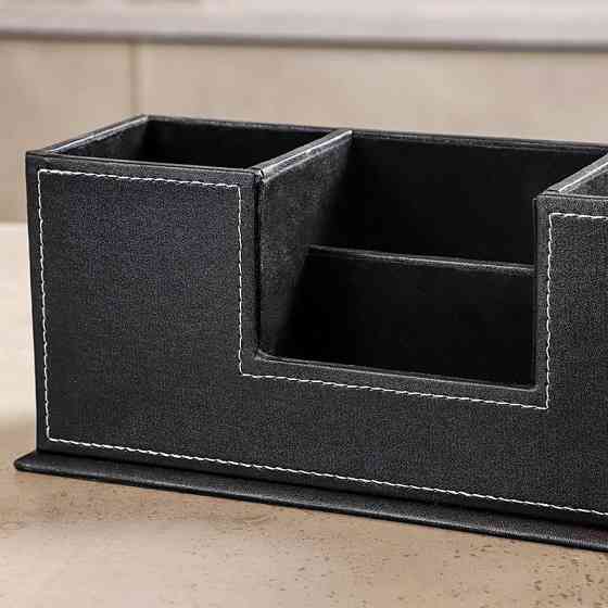 Органайзер для канцелярских пренадлежностей и аксессуаров,подставка настольная для канцелярии из искусственной кожи,черная Каменец-Подольский